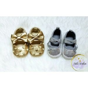 Baby girl fashion shoes/moccasins gold & silver